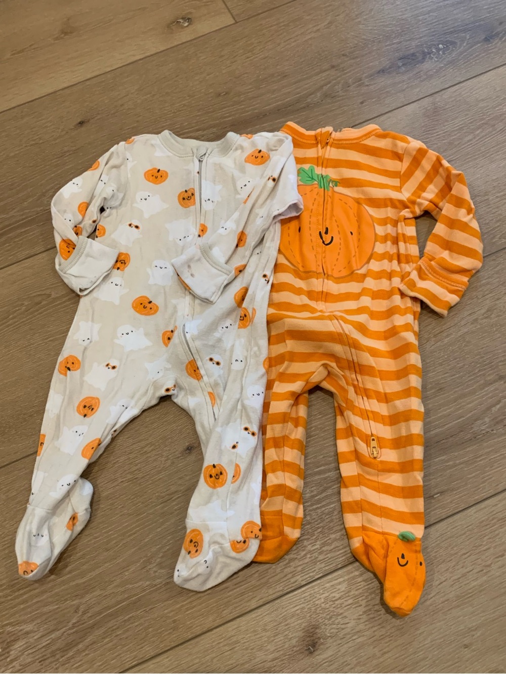 Old Navy Pumpkin Halloween Baby One-Piece Sleeper Sets
